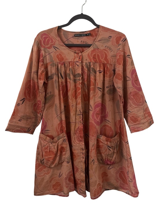 Gundrum Sjoden Tops - Gundrum Sjoden Floral Button-Front Tunic Dress in Dusty Rose